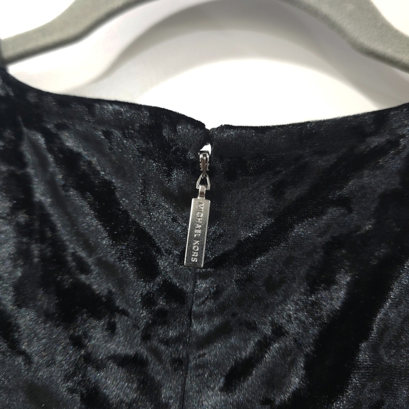 MICHAEL Michael Kors Crushed Black Velvet Bodycon Long Sleeve Dress, Ruffles, XL - Picture 7 of 15